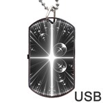 Black And White Bubbles On Black Dog Tag USB Flash (Two Sides) Front