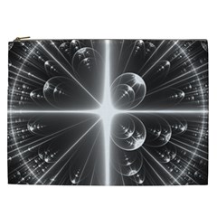 Black And White Bubbles On Black Cosmetic Bag (xxl)  by Simbadda