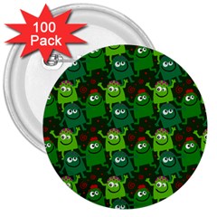 Seamless Little Cartoon Men Tiling Pattern 3  Buttons (100 Pack)  by Simbadda