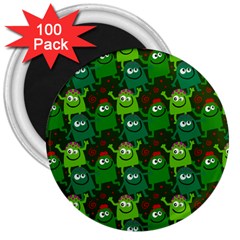 Seamless Little Cartoon Men Tiling Pattern 3  Magnets (100 Pack) by Simbadda