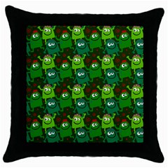 Seamless Little Cartoon Men Tiling Pattern Throw Pillow Case (black) by Simbadda