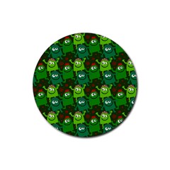 Seamless Little Cartoon Men Tiling Pattern Rubber Coaster (round)  by Simbadda