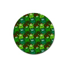 Seamless Little Cartoon Men Tiling Pattern Magnet 3  (round) by Simbadda