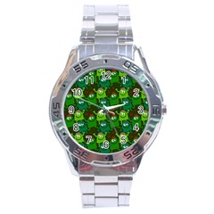 Seamless Little Cartoon Men Tiling Pattern Stainless Steel Analogue Watch by Simbadda