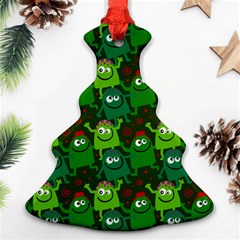 Seamless Little Cartoon Men Tiling Pattern Christmas Tree Ornament (two Sides) by Simbadda