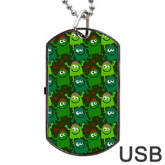 Seamless Little Cartoon Men Tiling Pattern Dog Tag Usb Flash (one Side) by Simbadda