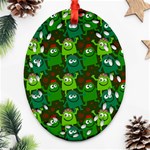 Seamless Little Cartoon Men Tiling Pattern Oval Filigree Ornament (Two Sides) Front