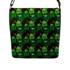 Seamless Little Cartoon Men Tiling Pattern Flap Messenger Bag (l)  by Simbadda