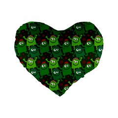 Seamless Little Cartoon Men Tiling Pattern Standard 16  Premium Flano Heart Shape Cushions by Simbadda