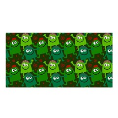 Seamless Little Cartoon Men Tiling Pattern Satin Shawl by Simbadda