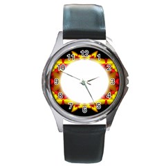 Circle Fractal Frame Round Metal Watch