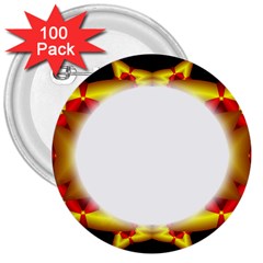 Circle Fractal Frame 3  Buttons (100 pack) 