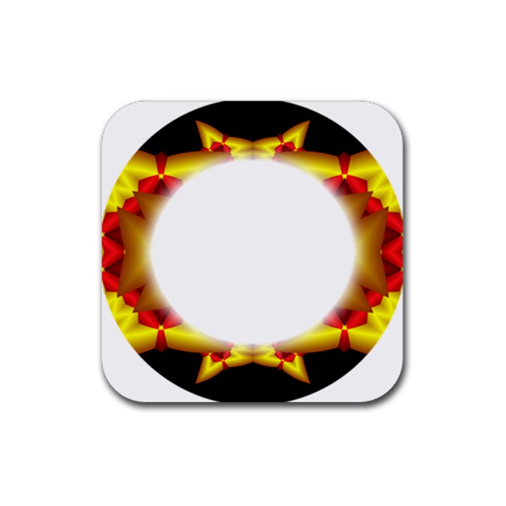 Circle Fractal Frame Rubber Coaster (Square) 