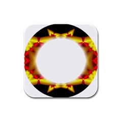 Circle Fractal Frame Rubber Square Coaster (4 pack) 