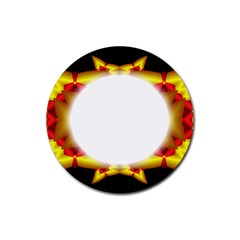 Circle Fractal Frame Rubber Round Coaster (4 pack) 