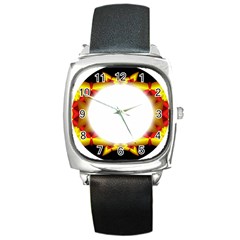 Circle Fractal Frame Square Metal Watch