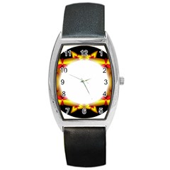 Circle Fractal Frame Barrel Style Metal Watch