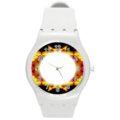 Circle Fractal Frame Round Plastic Sport Watch (M)