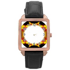 Circle Fractal Frame Rose Gold Leather Watch  by Simbadda