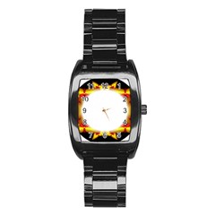 Circle Fractal Frame Stainless Steel Barrel Watch