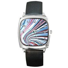 Wavy Stripes Background Square Metal Watch by Simbadda