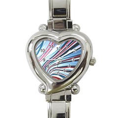 Wavy Stripes Background Heart Italian Charm Watch by Simbadda