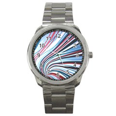 Wavy Stripes Background Sport Metal Watch by Simbadda