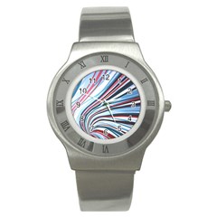 Wavy Stripes Background Stainless Steel Watch by Simbadda