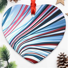 Wavy Stripes Background Heart Ornament (two Sides) by Simbadda