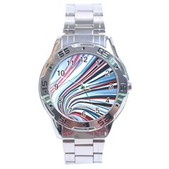 Wavy Stripes Background Stainless Steel Analogue Watch by Simbadda