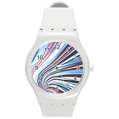 Wavy Stripes Background Round Plastic Sport Watch (m) by Simbadda