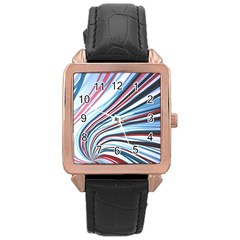 Wavy Stripes Background Rose Gold Leather Watch  by Simbadda