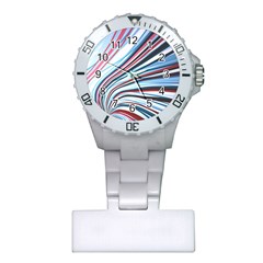 Wavy Stripes Background Plastic Nurses Watch by Simbadda