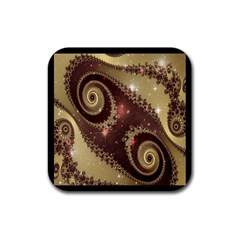 Space Fractal Abstraction Digital Computer Graphic Rubber Square Coaster (4 Pack)  by Simbadda