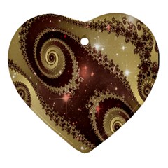 Space Fractal Abstraction Digital Computer Graphic Heart Ornament (two Sides) by Simbadda