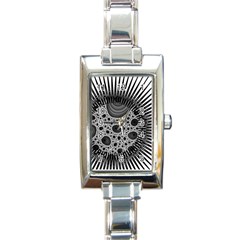 Fractal Background Black Manga Rays Rectangle Italian Charm Watch by Simbadda