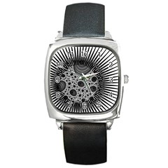 Fractal Background Black Manga Rays Square Metal Watch by Simbadda