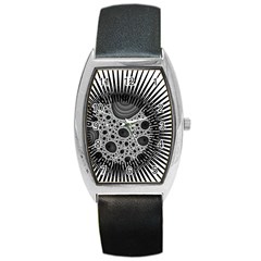 Fractal Background Black Manga Rays Barrel Style Metal Watch by Simbadda