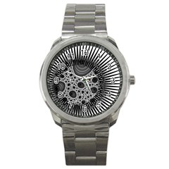 Fractal Background Black Manga Rays Sport Metal Watch by Simbadda