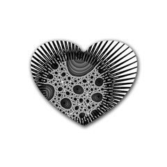 Fractal Background Black Manga Rays Heart Coaster (4 Pack)  by Simbadda