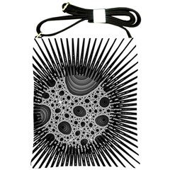 Fractal Background Black Manga Rays Shoulder Sling Bags by Simbadda