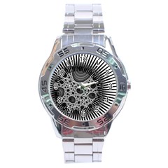 Fractal Background Black Manga Rays Stainless Steel Analogue Watch by Simbadda