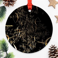 Golden Bows And Arrows On Black Ornament (round) by Simbadda