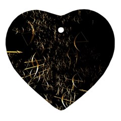 Golden Bows And Arrows On Black Ornament (heart) by Simbadda