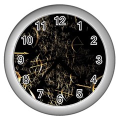 Golden Bows And Arrows On Black Wall Clocks (silver)  by Simbadda