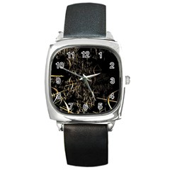 Golden Bows And Arrows On Black Square Metal Watch by Simbadda