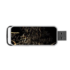 Golden Bows And Arrows On Black Portable Usb Flash (one Side)