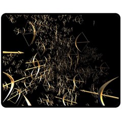 Golden Bows And Arrows On Black Double Sided Fleece Blanket (medium)  by Simbadda