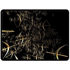 Golden Bows And Arrows On Black Double Sided Fleece Blanket (large)  by Simbadda