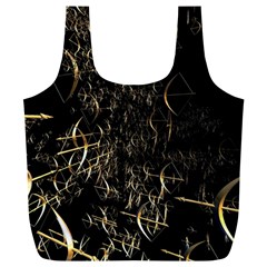 Golden Bows And Arrows On Black Full Print Recycle Bags (l)  by Simbadda